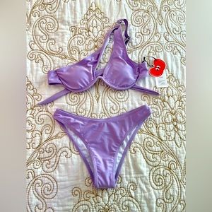 NWT & hygiene liner lilac purple 2 piece bathsuit